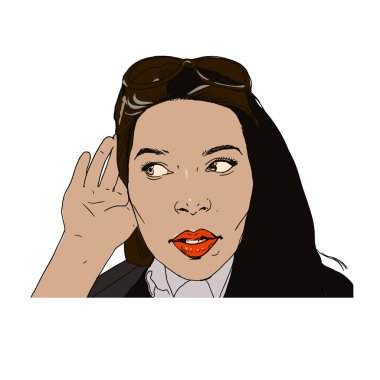 kız başka bir kız retro vektör kulağına fısıldıyor