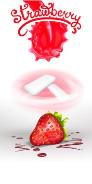 süt ve çilek yoğurt sıçramaları gerçekçi izole vektör düşer