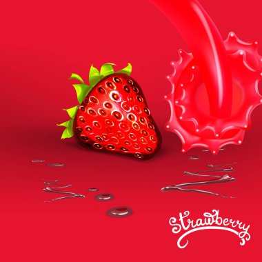 süt ve çilek yoğurt sıçramaları gerçekçi izole vektör düşer