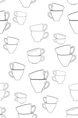 bardak, dikişsiz doku deseni vektör kara tahta üzerinde çizim