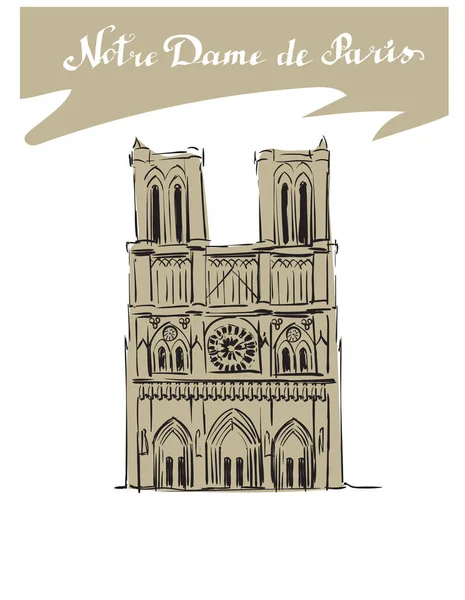 Notre Dame Paris Building Sketch — Stock Vector