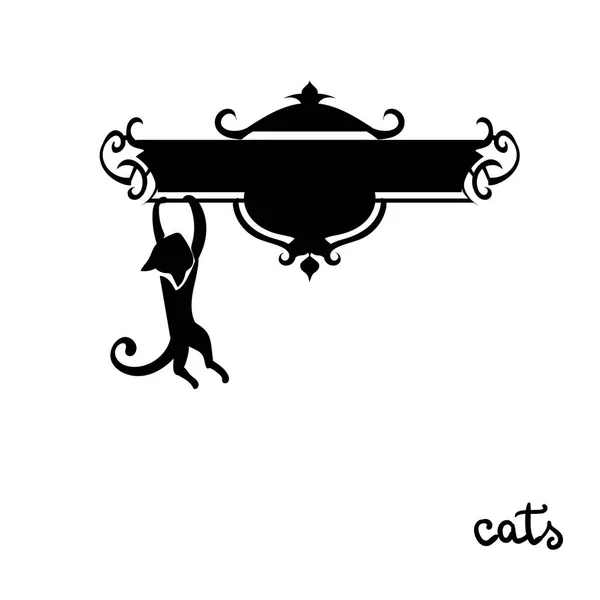 Ilustración Marco Vector Gato Negro — Vector de stock