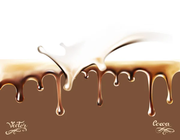 Cocoa Milk Splashes Isolated Illustration — 스톡 벡터