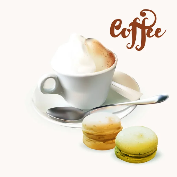 Cappuccino mit Sahne realistische 3D-Illustration vec — Stockvektor