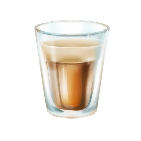 Glas transparent kaffe detaljerad vektor 3D illustration — Stock vektor