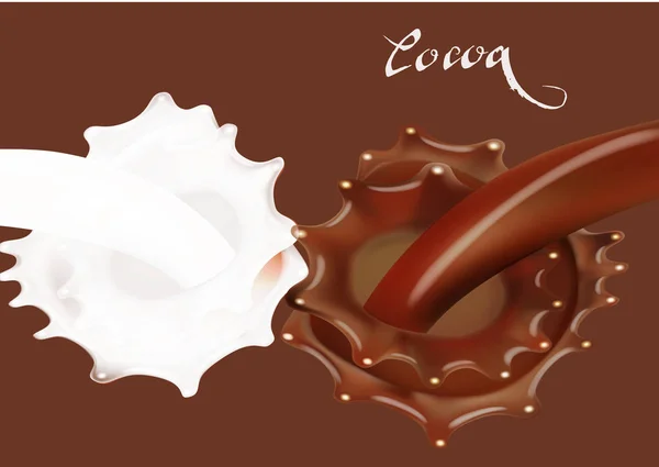 Melk Vloeibare Chocolade Karamel Cacao Vector Illustratie — Stockvector