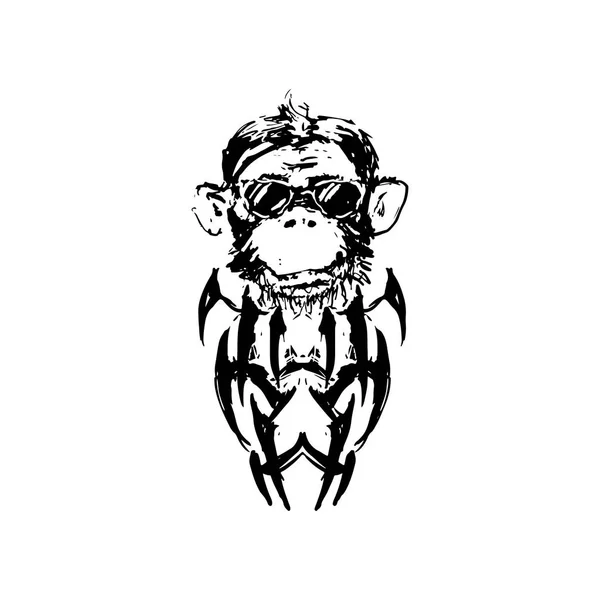 头像矢量嬉皮士猴子插图 — 图库矢量图片