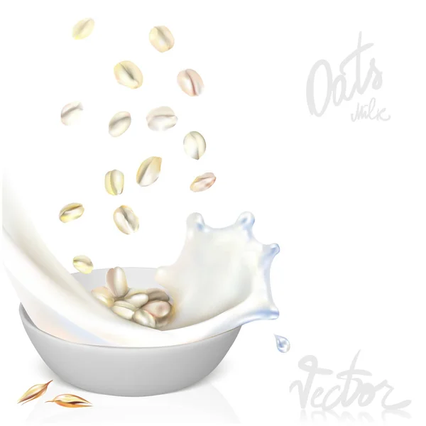 Gachas de avena leche espiga vector — Vector de stock