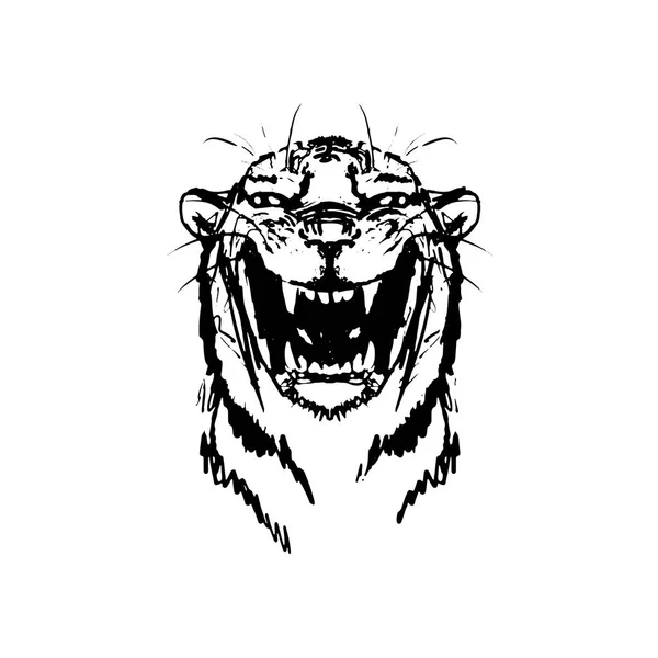 Dibujo Tinta Tigre Boceto Con Vector Manchas — Archivo Imágenes Vectoriales