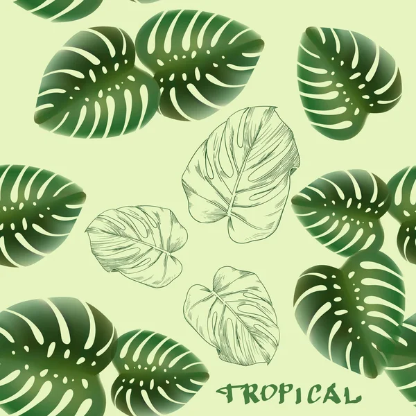 Feuilles Tropicales Ensemble Vecteur — Image vectorielle