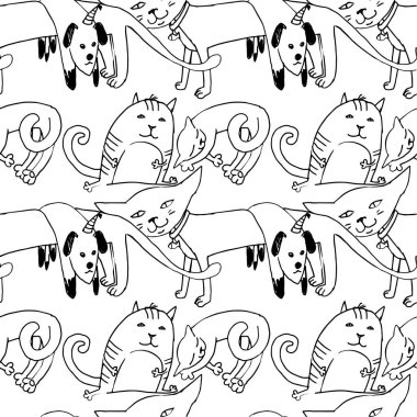 komik kedi seti vektör desen illüstrasyon