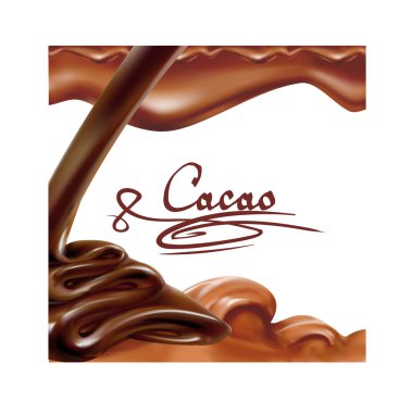 sıvı çikolata, karamel veya kakao illüstrasyon doku vektör dondurma koni 3d çizim 