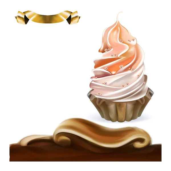 Kuchen Cupcake Süßigkeiten Dekoration Schokolade Set Vektor Logo Illustration Hintergrund — Stockvektor