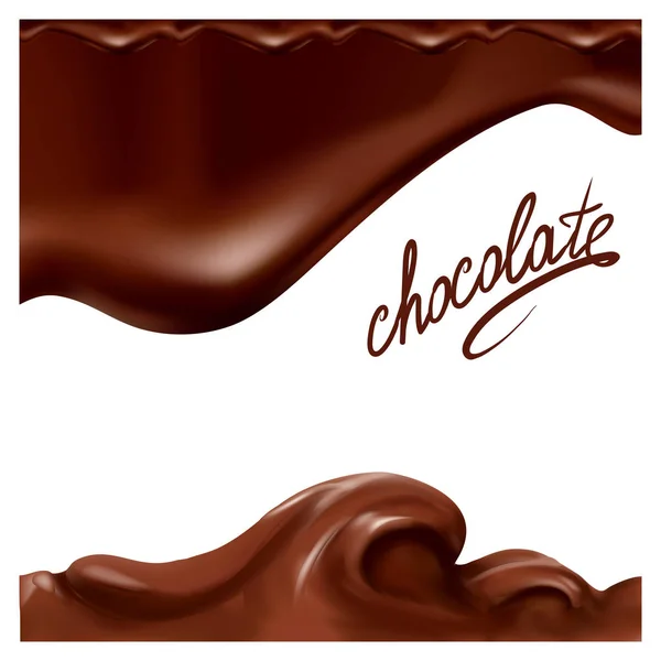 Chocolate Líquido Caramelo Cacau Ilustração Textura Vetor Sorvete Cone Ilustração — Vetor de Stock