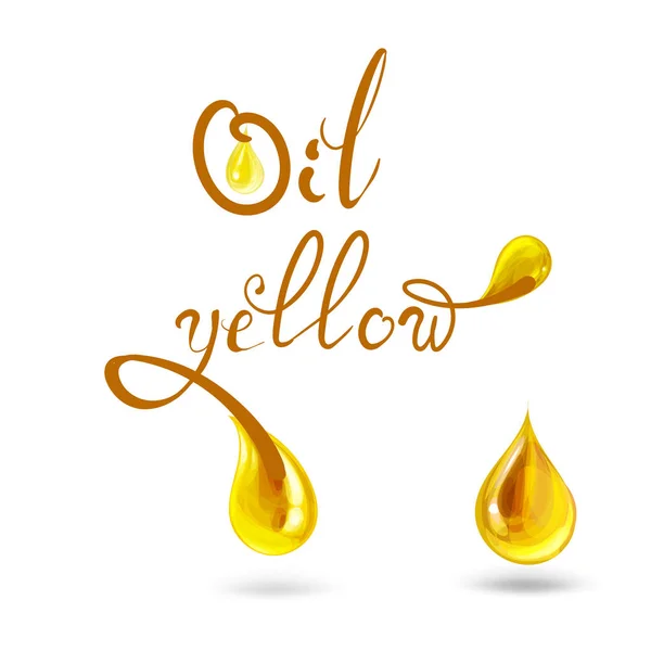 Óleo Amarelo Ilustração Vetor Realista Conjunto — Vetor de Stock