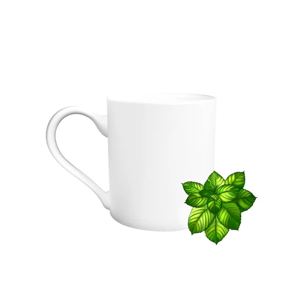 Tea Mint Illustration Icon Logo Vector — Stock Vector