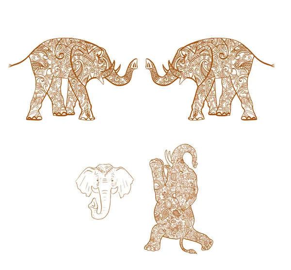 Elefante Mandala Ilustración Impresión Arte Diseño — Vector de stock