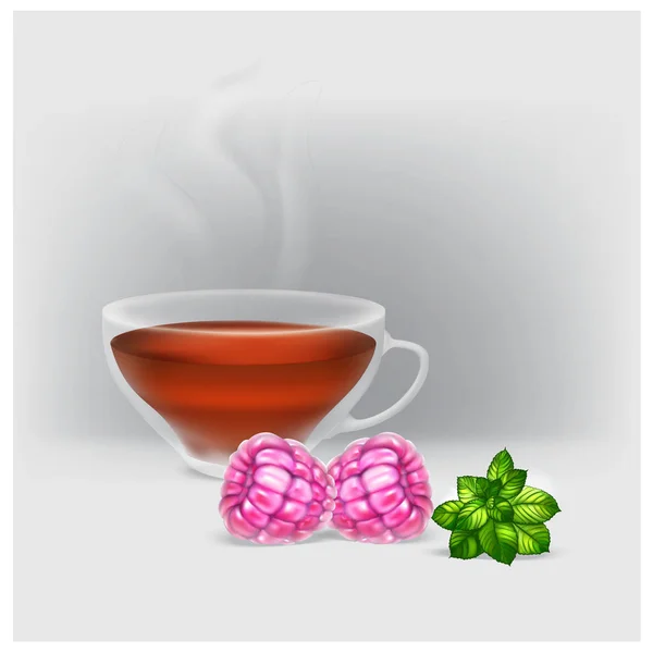 Tasse de thé avec biscuits aquarelle illustration — Image vectorielle