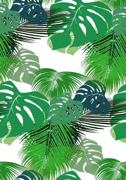 Tropical leaves vector set — Stock Vector