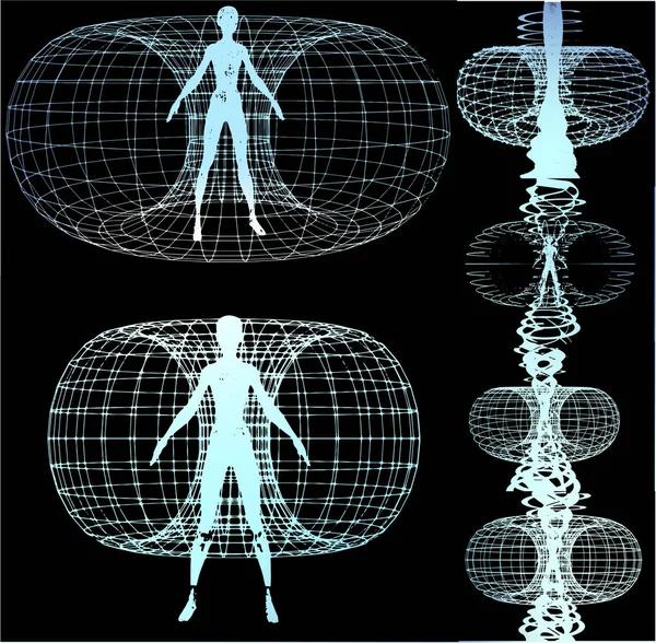 Aura Traitement Dna Biofield Vecteur Réaliste Rendu Illustration — Image vectorielle