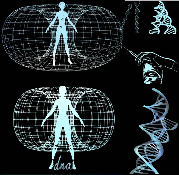 Aura Kezelés Dns Biofield Vektor Valósághű Renderelés Illusztráció — Stock Vector