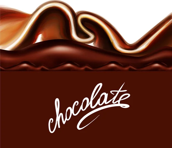 Chocolate Líquido Caramelo Cacau Ilustração Textura Vetor Sorvete Cone Ilustração — Vetor de Stock