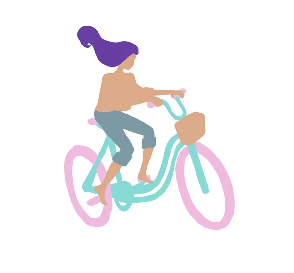 Woman Riding Bicycle Vector Illustration Design — Wektor stockowy
