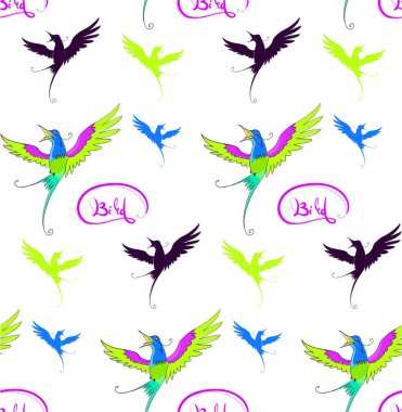 Güzel kuşlar kusursuz desenli vektör çizimi 