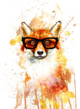 Tilki logosu dokusu arka plan suluboya