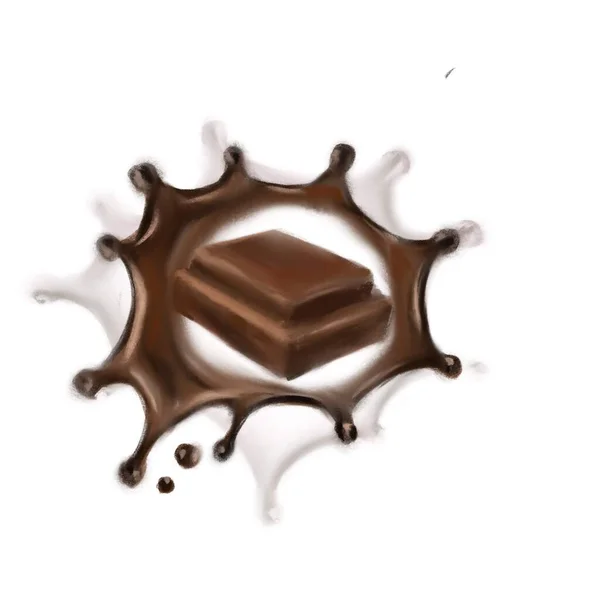 液体チョコレート キャラメル ココアイラストテクスチャ3Dイラスト — ストック写真