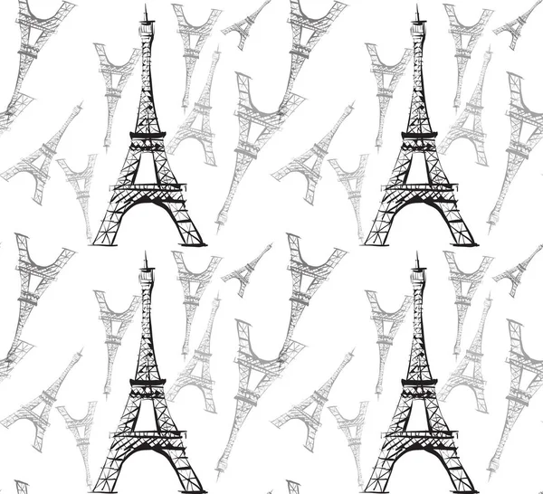 Hand Drawn Seamless Pattern Eiffel Tower — Stock Photo, Image