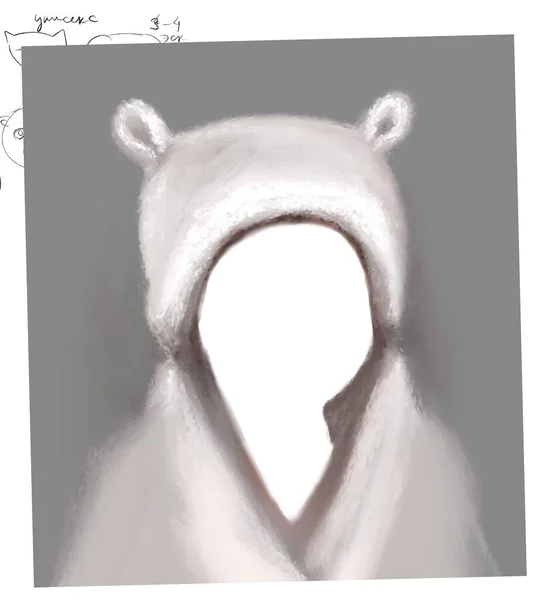 模版猫兔白衣熊 头戴儿童帽面罩 — 图库照片