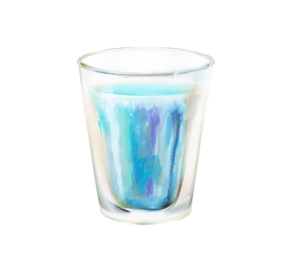 Agua Ilustración Vidrio Renderizado Bebida Cóctel Azul — Foto de Stock