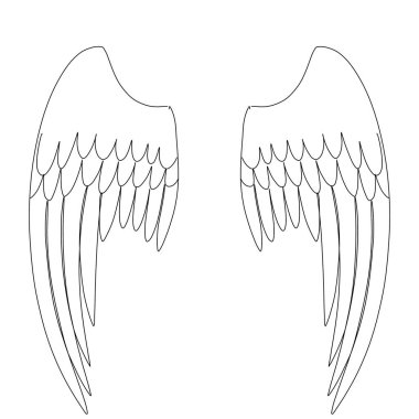 Beyaz arkaplanda kanat çizimi