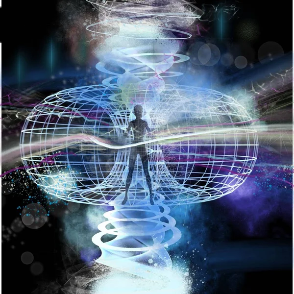 Energi Aura Människan Spiral Flöde Energi Design Utskrift Illustration Render — Stockfoto