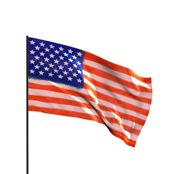 Amerikaanse Vlag Zwaaiend Wind Rendering — Stockfoto