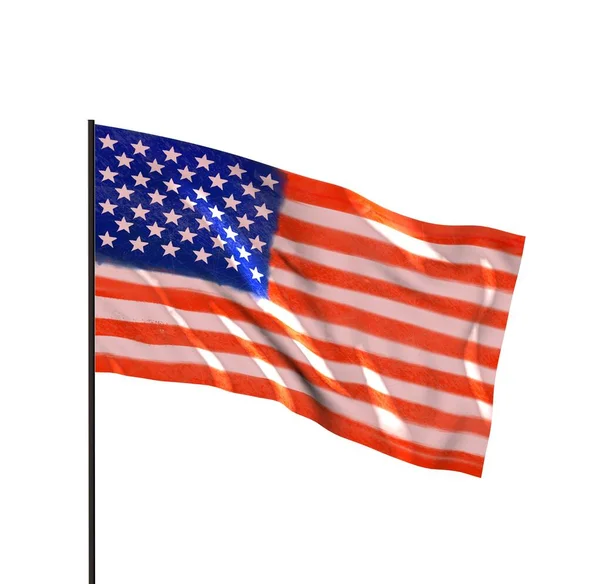 Amerikai Zászló Integet Szélben Renderelés — Stock Fotó