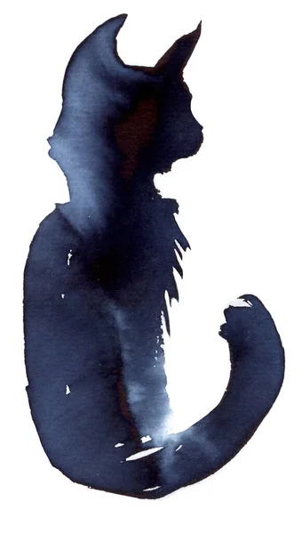 Watercolor Cat Isolated White — 图库照片