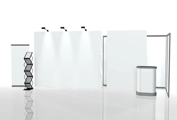 Stoisko Targowe Runda Wystawiennicza Wizualizacja Sprzętu Wystawienniczego Przestrzeń Reklamowa Białym — Zdjęcie stockowe
