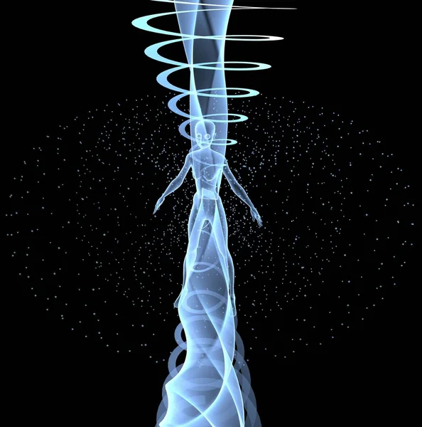 人和空间光环魔法治疗抽象概念背景未来主义图解3D渲染Dna — 图库照片