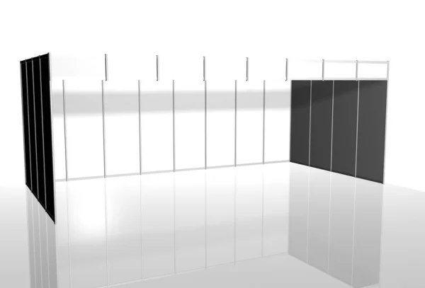 展示会スタンド 展示会ラウンド 展示機器の3Dレンダリング可視化 広告スペース — ストック写真