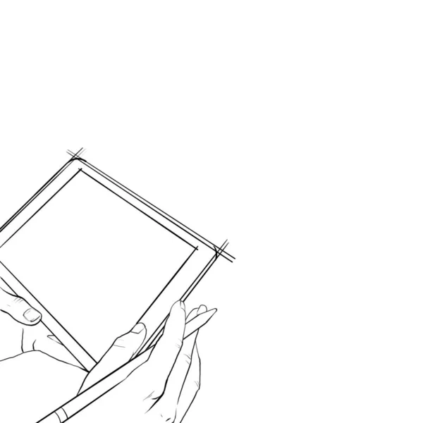 Ręka Tablet Klawiatura Praca Dom Freelance Ilustracja — Zdjęcie stockowe