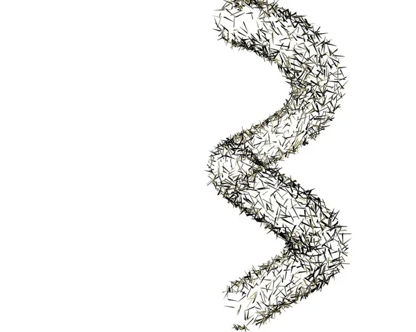 说明3D的螺旋粒子渲染Dna抽象背景 — 图库照片
