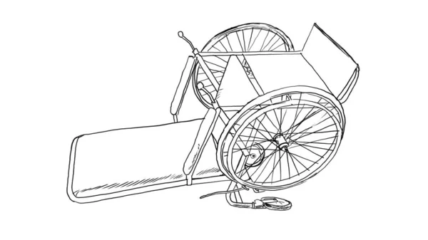 Ручний Намальований Ескіз Інвалідного Візка — стокове фото
