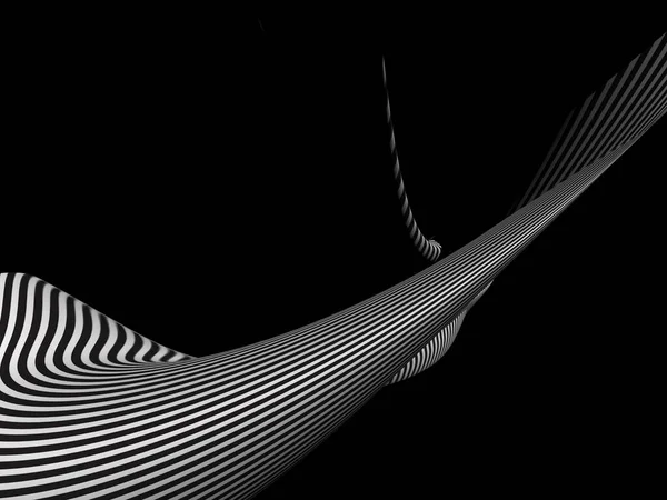 縞模様黒と白のテクスチャ3Dレンダリング波 — ストック写真