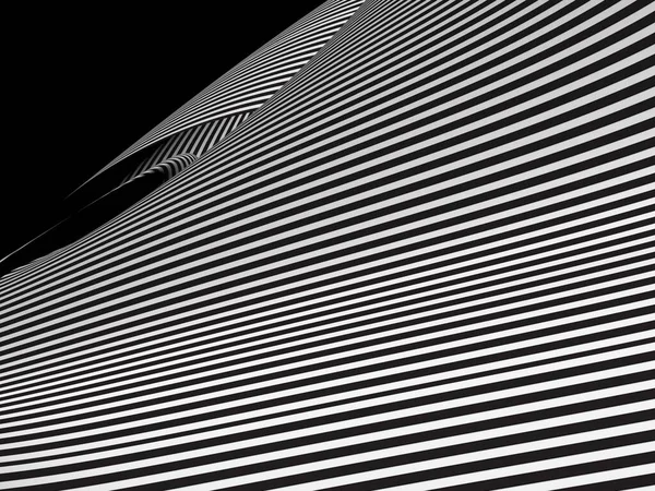 条纹黑白纹理3D渲染波 — 图库照片