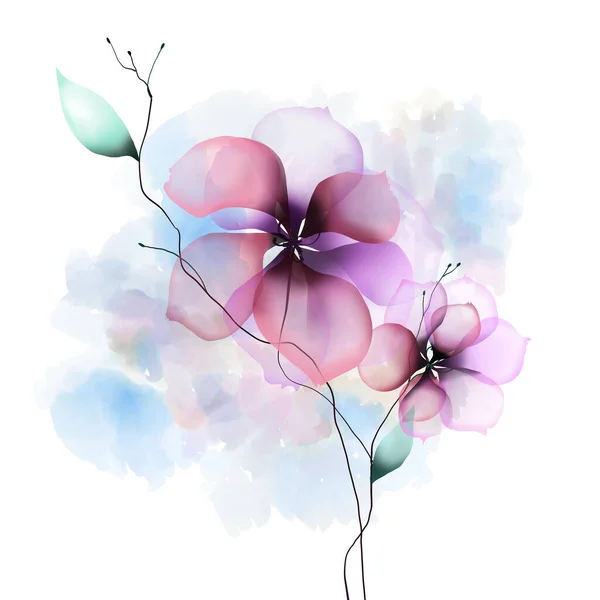 Квіти Фон Ілюстрація Мистецтво Акварельний Принт — стокове фото