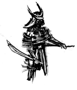 Samuray illüstrasyon kavramı karakter baskısı 