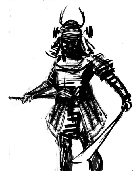 Samurai Ilustración Concepto Carácter Impresión —  Fotos de Stock