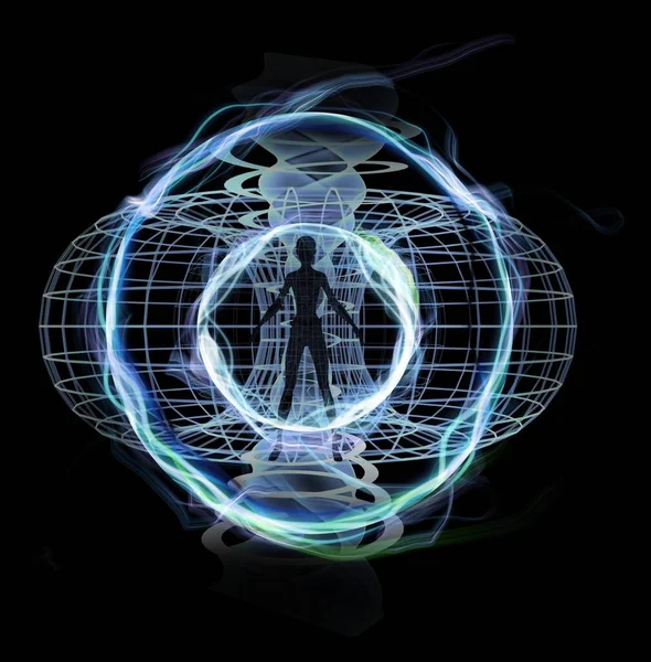 Energi Fält Illustration Render Man Kvinna Inuti Spiral Röntgen — Stockfoto
